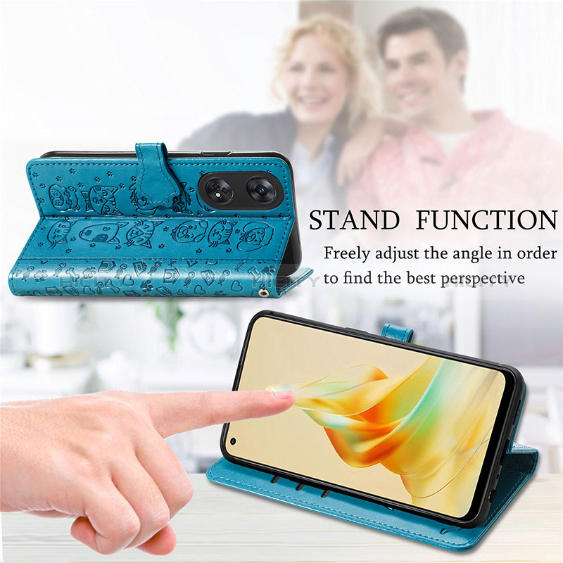 Handytasche Stand Schutzhülle Flip Leder Hülle Modisch Muster S05D für Oppo Reno8 T 4G groß