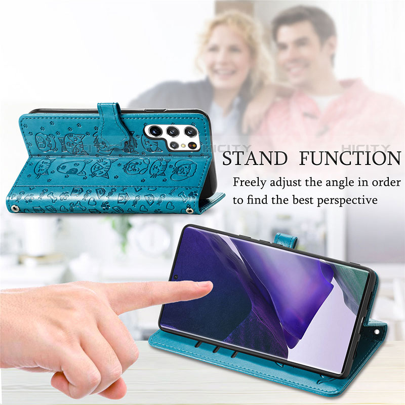 Handytasche Stand Schutzhülle Flip Leder Hülle Modisch Muster S05D für Samsung Galaxy S21 Ultra 5G groß