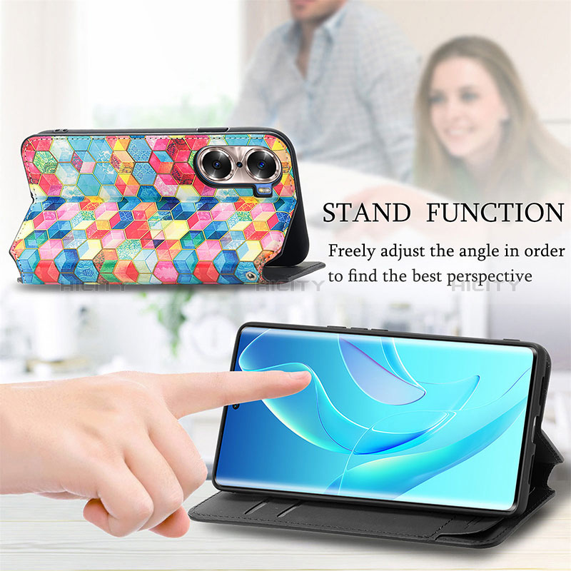 Handytasche Stand Schutzhülle Flip Leder Hülle Modisch Muster S06D für Huawei Honor 60 5G groß