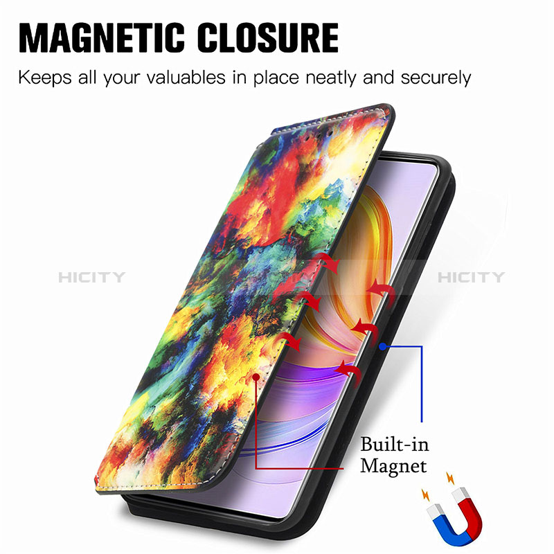 Handytasche Stand Schutzhülle Flip Leder Hülle Modisch Muster S06D für Huawei Honor 80 SE 5G groß