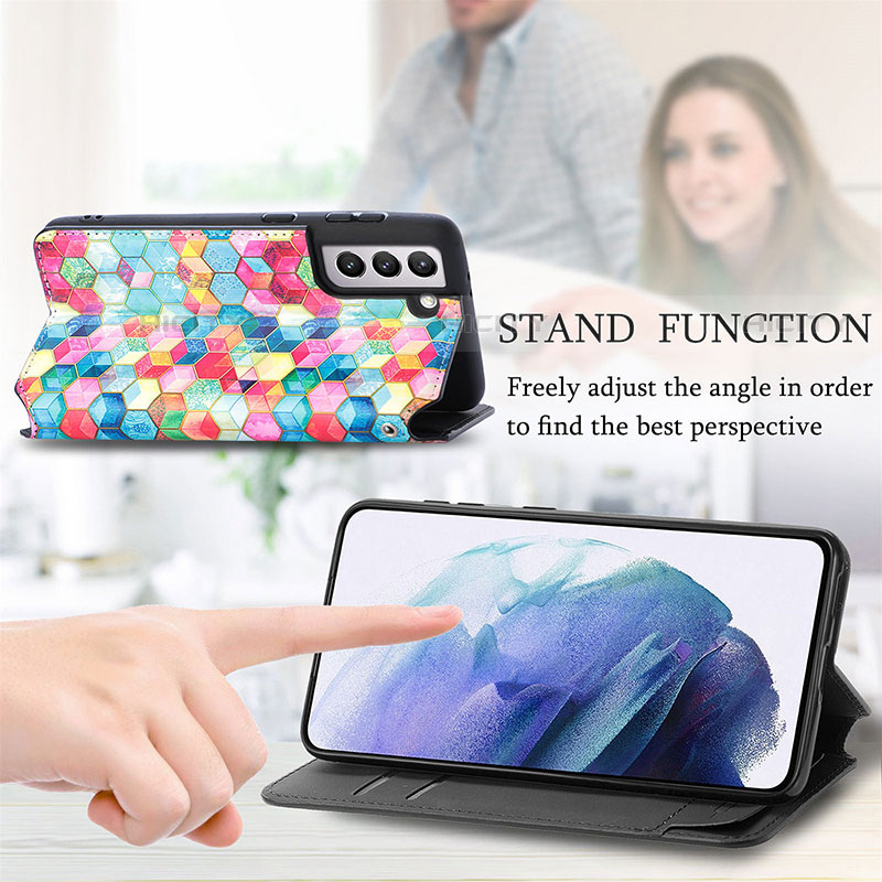 Handytasche Stand Schutzhülle Flip Leder Hülle Modisch Muster S06D für Samsung Galaxy S21 Plus 5G