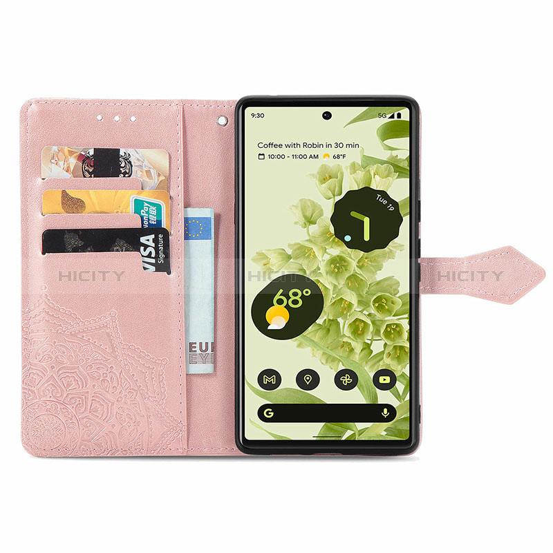 Handytasche Stand Schutzhülle Flip Leder Hülle Modisch Muster S07D für Google Pixel 6 Pro 5G groß