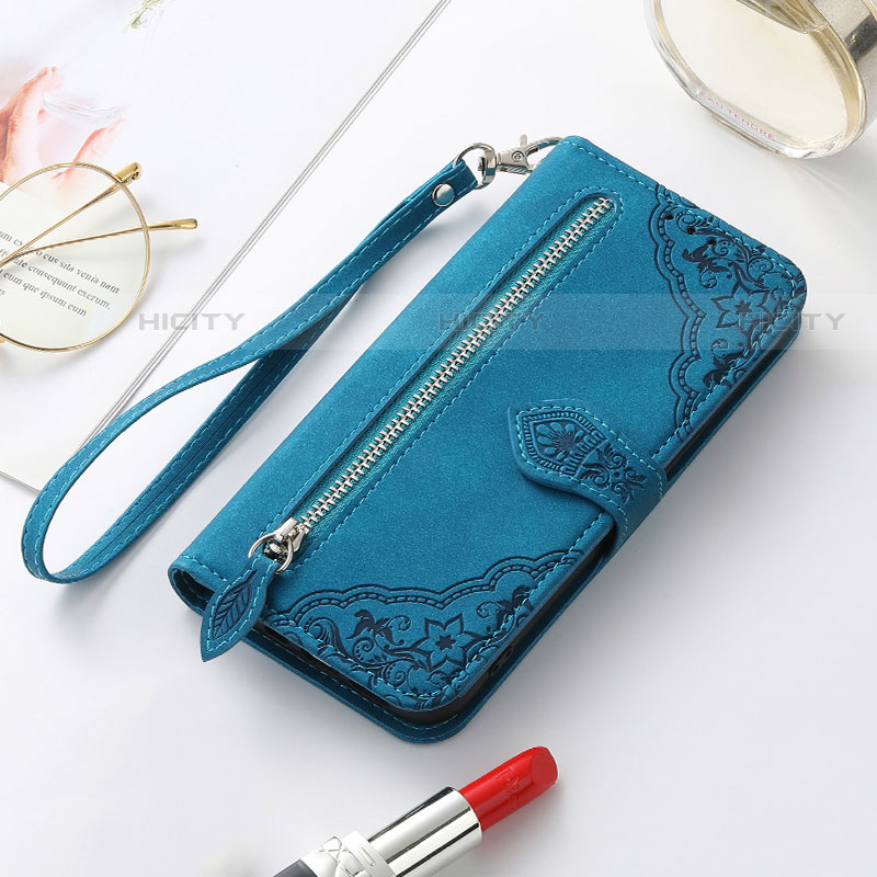 Handytasche Stand Schutzhülle Flip Leder Hülle Modisch Muster S07D für Samsung Galaxy S21 5G Blau