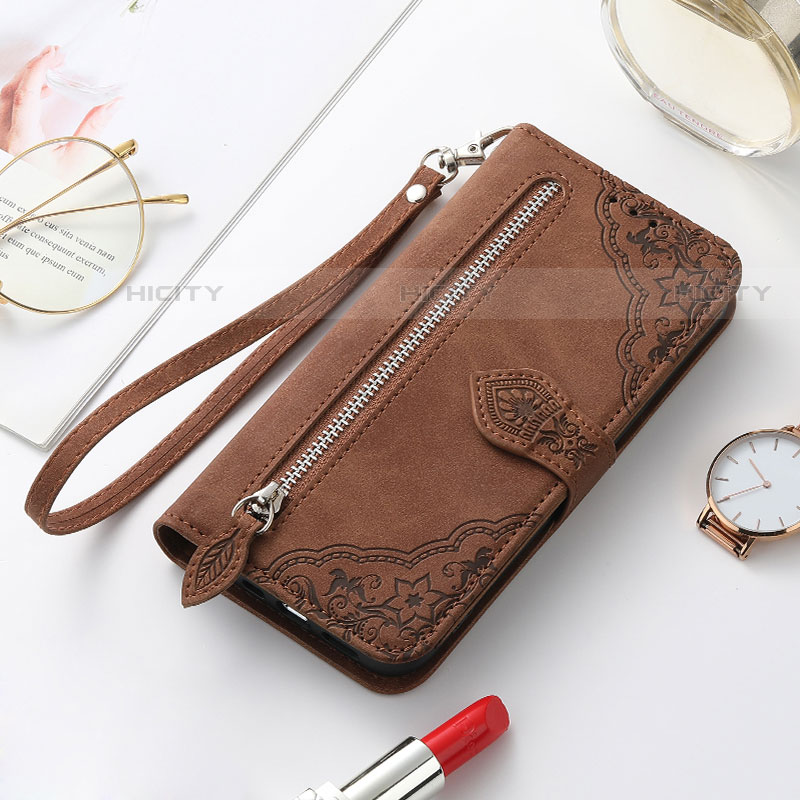 Handytasche Stand Schutzhülle Flip Leder Hülle Modisch Muster S07D für Samsung Galaxy S21 5G Braun