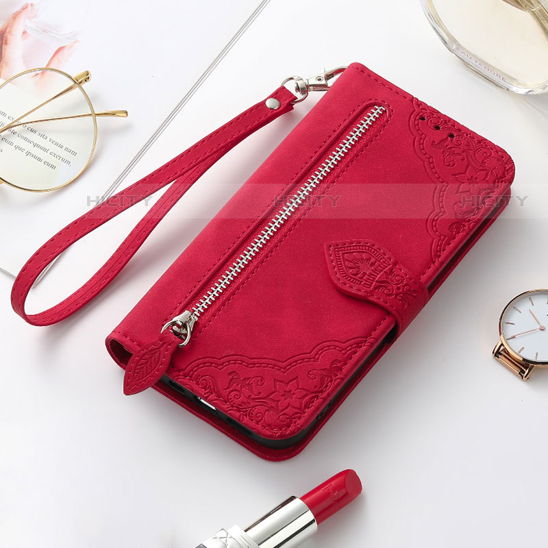 Handytasche Stand Schutzhülle Flip Leder Hülle Modisch Muster S07D für Samsung Galaxy S21 Plus 5G Rot Plus