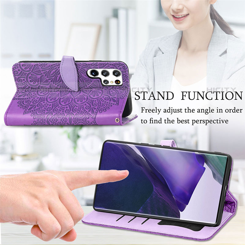 Handytasche Stand Schutzhülle Flip Leder Hülle Modisch Muster S07D für Samsung Galaxy S21 Ultra 5G