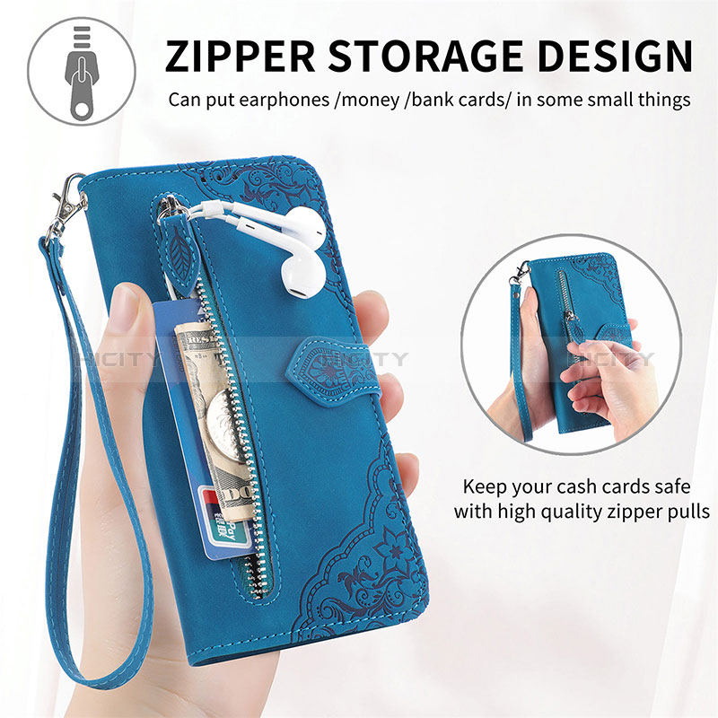 Handytasche Stand Schutzhülle Flip Leder Hülle Modisch Muster S07D für Samsung Galaxy S24 5G groß