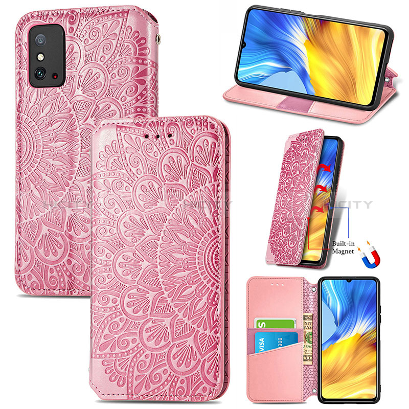 Handytasche Stand Schutzhülle Flip Leder Hülle Modisch Muster S09D für Huawei Honor X10 Max 5G Rosegold