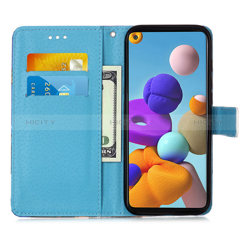 Handytasche Stand Schutzhülle Flip Leder Hülle Modisch Muster Y01B für Samsung Galaxy A21s groß