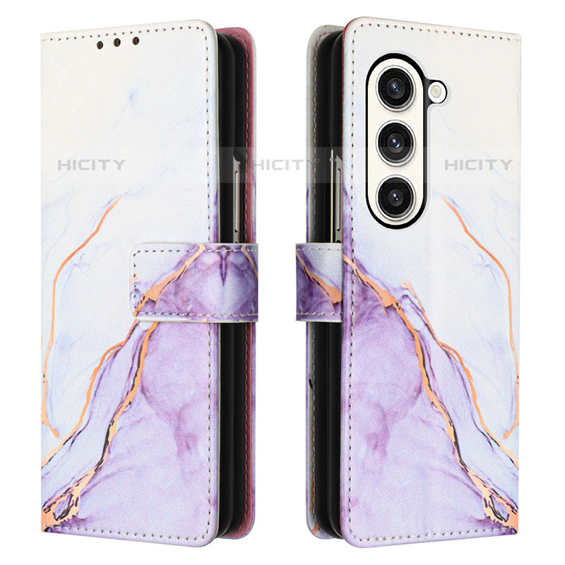 Handytasche Stand Schutzhülle Flip Leder Hülle Modisch Muster Y01B für Samsung Galaxy Z Fold5 5G Violett Plus