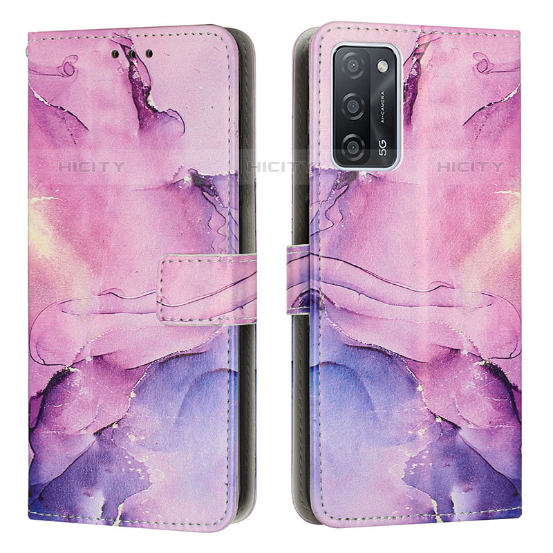 Handytasche Stand Schutzhülle Flip Leder Hülle Modisch Muster Y01X für Oppo A53s 5G Violett Plus