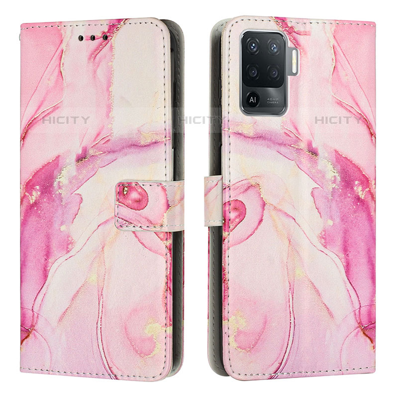 Handytasche Stand Schutzhülle Flip Leder Hülle Modisch Muster Y01X für Oppo A94 4G Rosa Plus