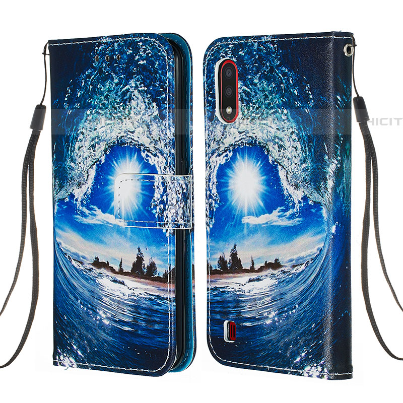 Handytasche Stand Schutzhülle Flip Leder Hülle Modisch Muster Y02B für Samsung Galaxy A01 SM-A015 groß