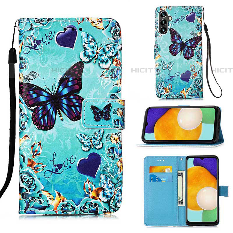 Handytasche Stand Schutzhülle Flip Leder Hülle Modisch Muster Y02B für Samsung Galaxy A04s groß