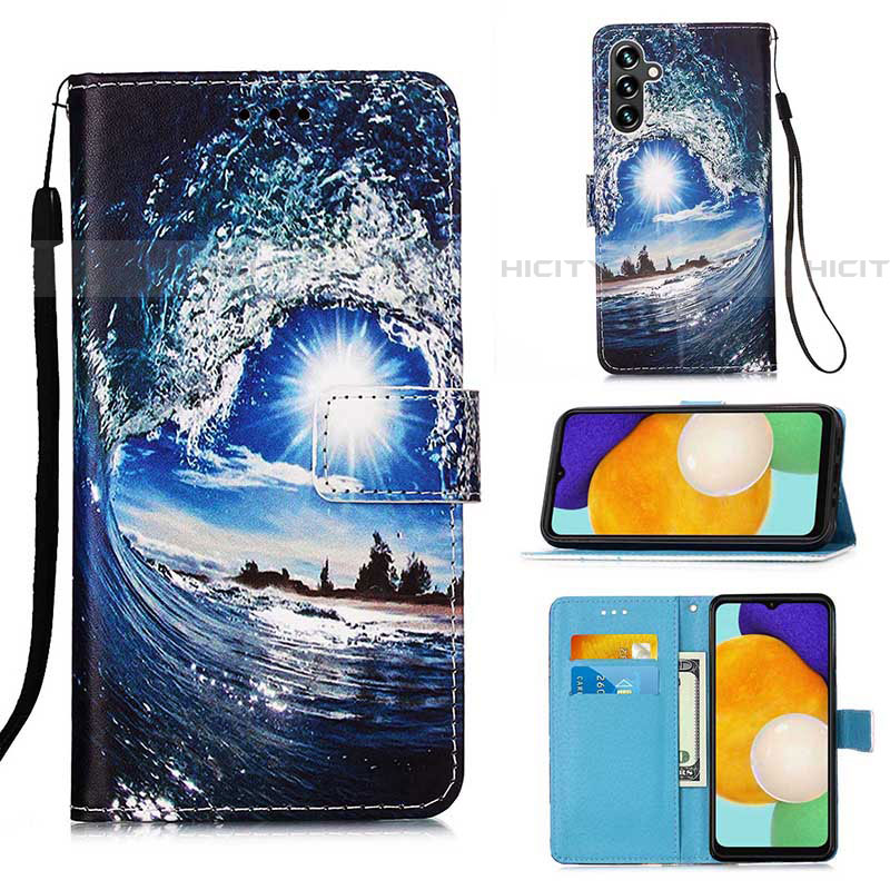 Handytasche Stand Schutzhülle Flip Leder Hülle Modisch Muster Y02B für Samsung Galaxy A04s Königs Blau Plus