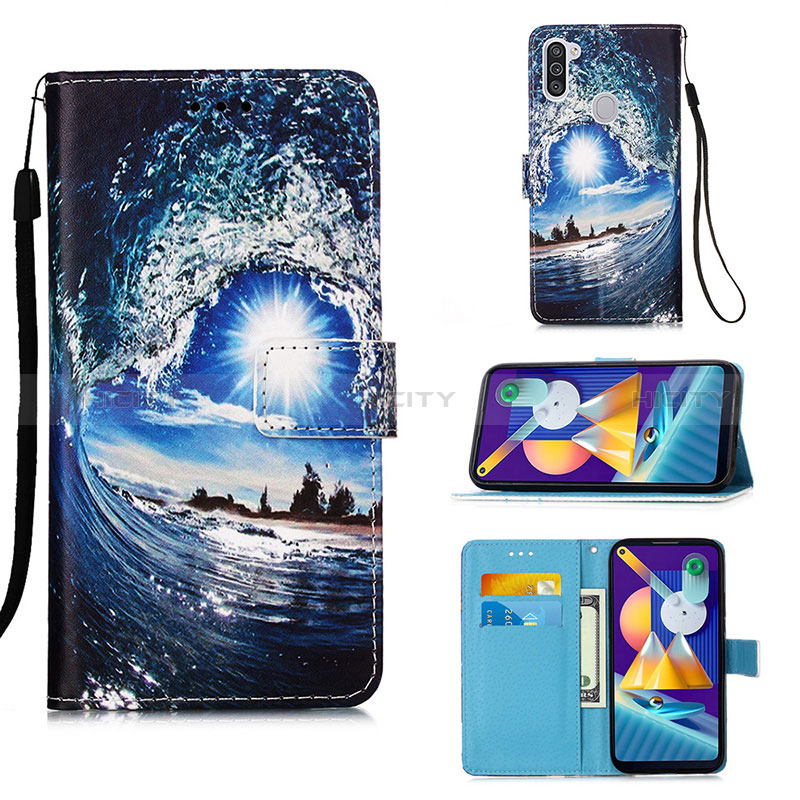 Handytasche Stand Schutzhülle Flip Leder Hülle Modisch Muster Y02B für Samsung Galaxy A11 groß