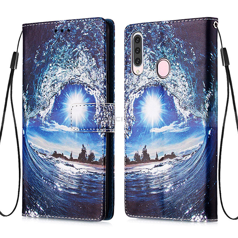 Handytasche Stand Schutzhülle Flip Leder Hülle Modisch Muster Y02B für Samsung Galaxy A20s groß