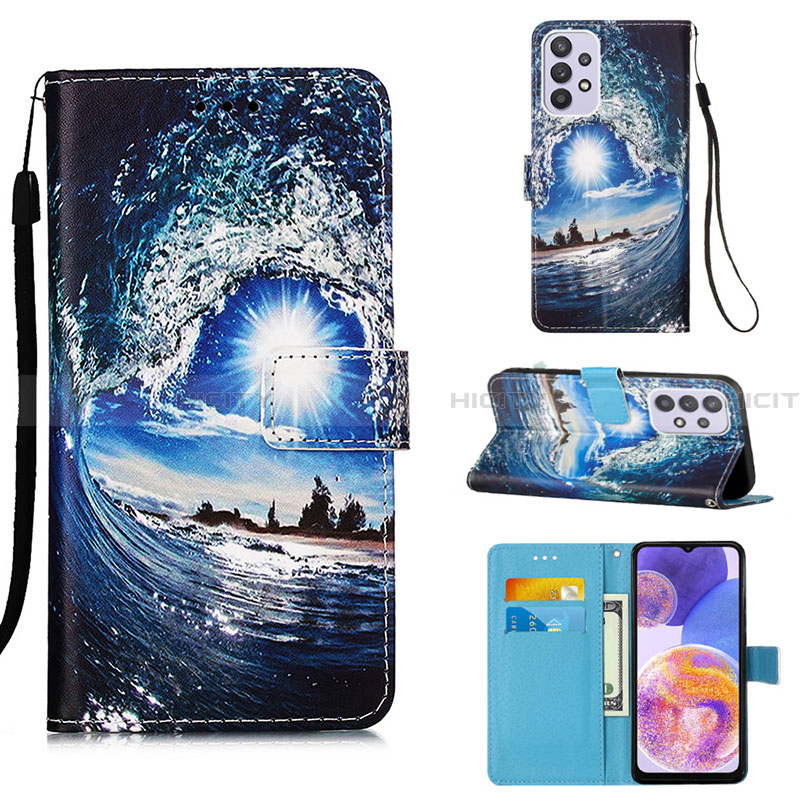 Handytasche Stand Schutzhülle Flip Leder Hülle Modisch Muster Y02B für Samsung Galaxy A23 4G Königs Blau Plus