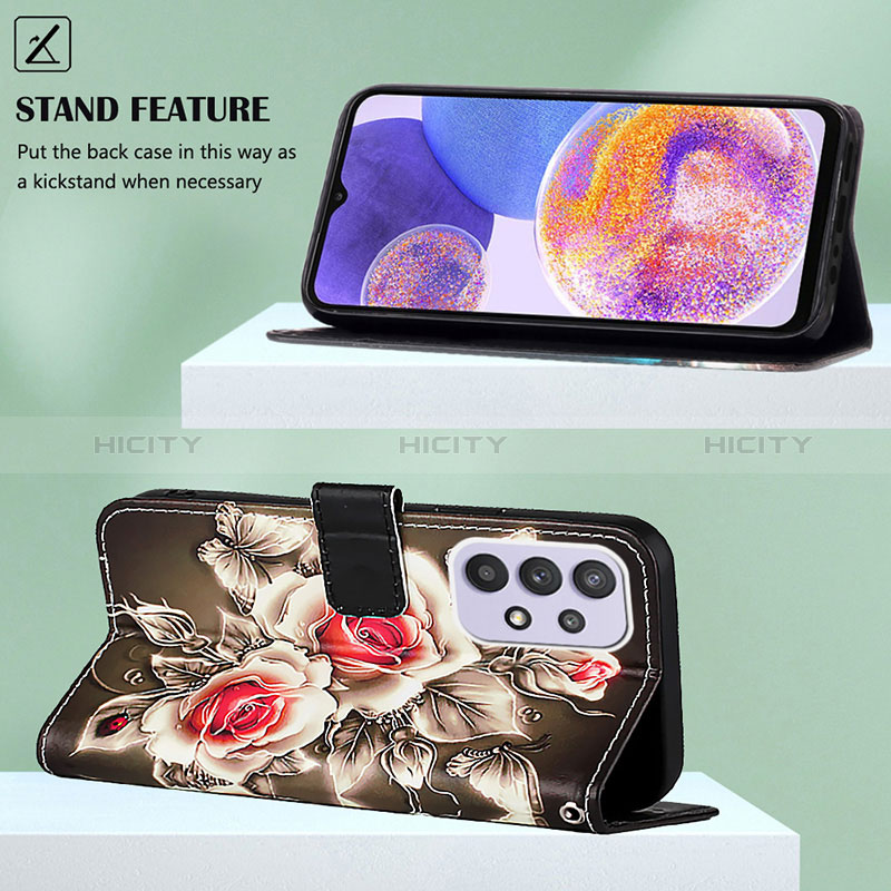 Handytasche Stand Schutzhülle Flip Leder Hülle Modisch Muster Y02B für Samsung Galaxy A23 5G groß