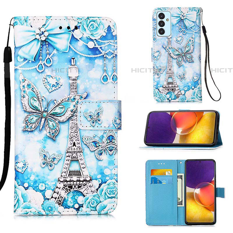 Handytasche Stand Schutzhülle Flip Leder Hülle Modisch Muster Y02B für Samsung Galaxy A24 4G Hellblau Plus