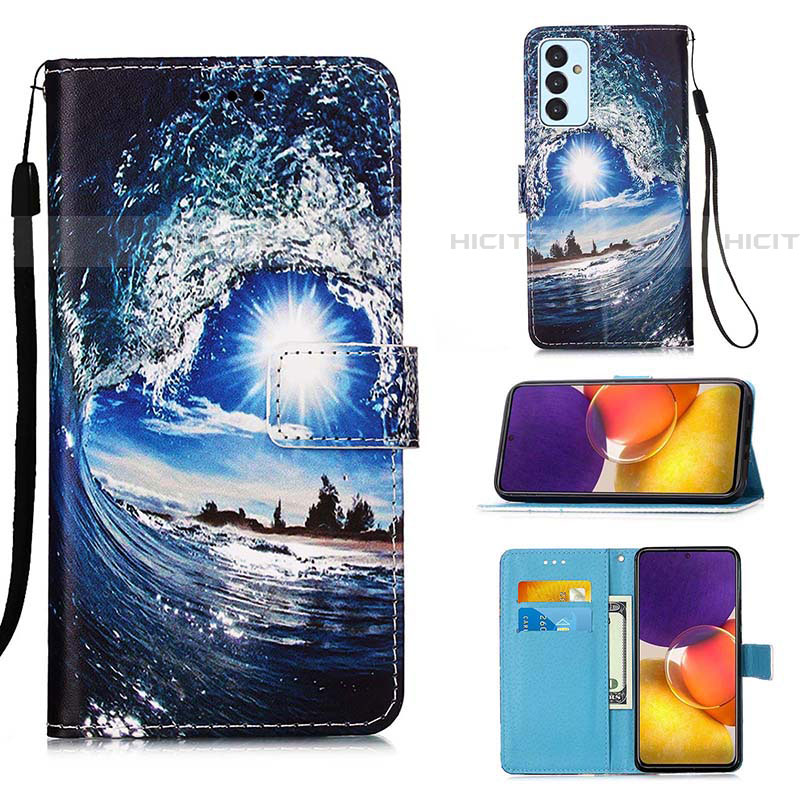 Handytasche Stand Schutzhülle Flip Leder Hülle Modisch Muster Y02B für Samsung Galaxy A25 5G Königs Blau