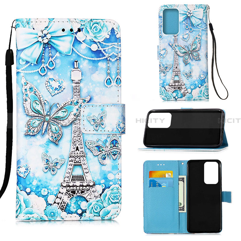 Handytasche Stand Schutzhülle Flip Leder Hülle Modisch Muster Y02B für Samsung Galaxy A33 5G Hellblau