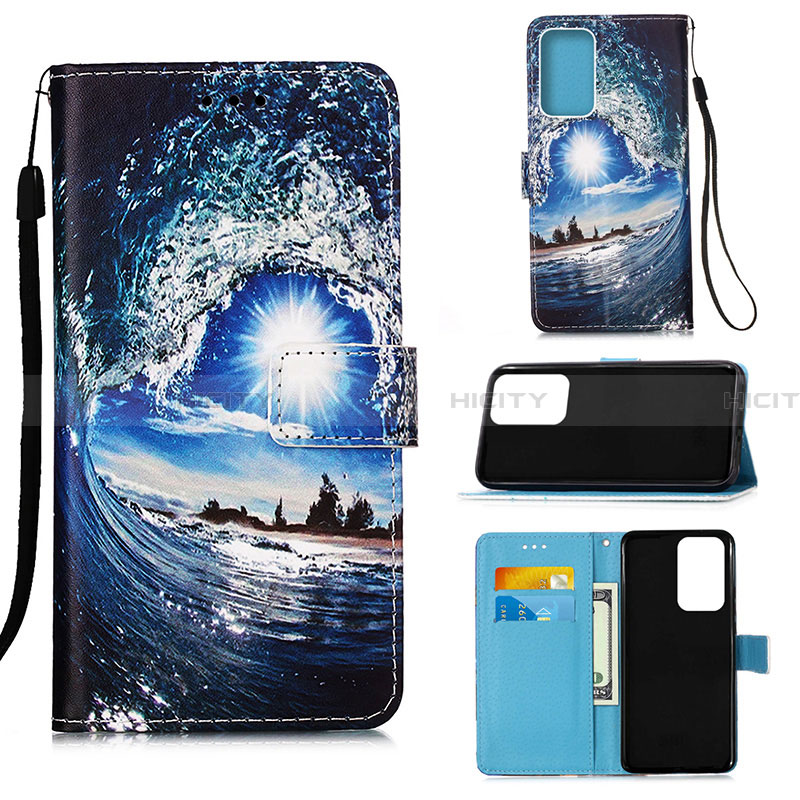 Handytasche Stand Schutzhülle Flip Leder Hülle Modisch Muster Y02B für Samsung Galaxy A33 5G Königs Blau