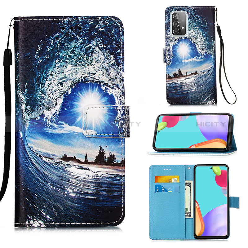 Handytasche Stand Schutzhülle Flip Leder Hülle Modisch Muster Y02B für Samsung Galaxy A52s 5G Königs Blau