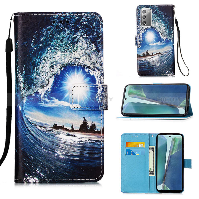 Handytasche Stand Schutzhülle Flip Leder Hülle Modisch Muster Y02B für Samsung Galaxy Note 20 5G Königs Blau