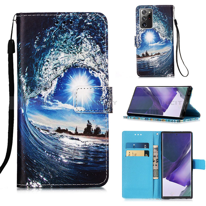 Handytasche Stand Schutzhülle Flip Leder Hülle Modisch Muster Y02B für Samsung Galaxy Note 20 Ultra 5G Königs Blau