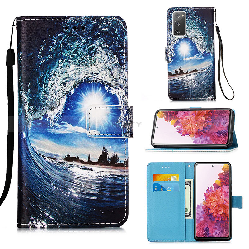 Handytasche Stand Schutzhülle Flip Leder Hülle Modisch Muster Y02B für Samsung Galaxy S20 FE 4G Königs Blau Plus