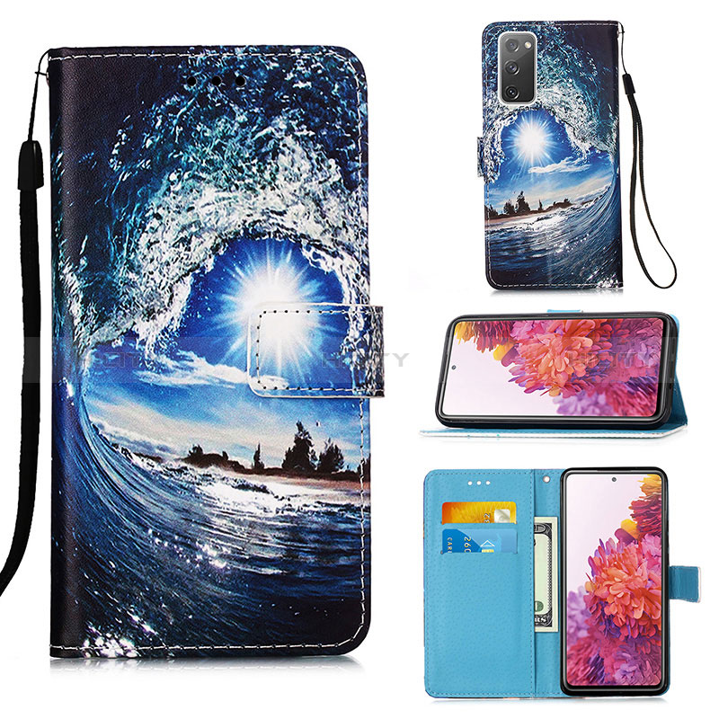 Handytasche Stand Schutzhülle Flip Leder Hülle Modisch Muster Y02B für Samsung Galaxy S20 FE 5G Königs Blau