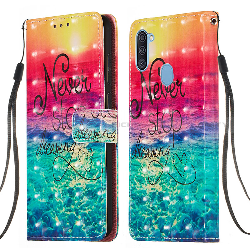 Handytasche Stand Schutzhülle Flip Leder Hülle Modisch Muster Y03B für Samsung Galaxy A11 Rot