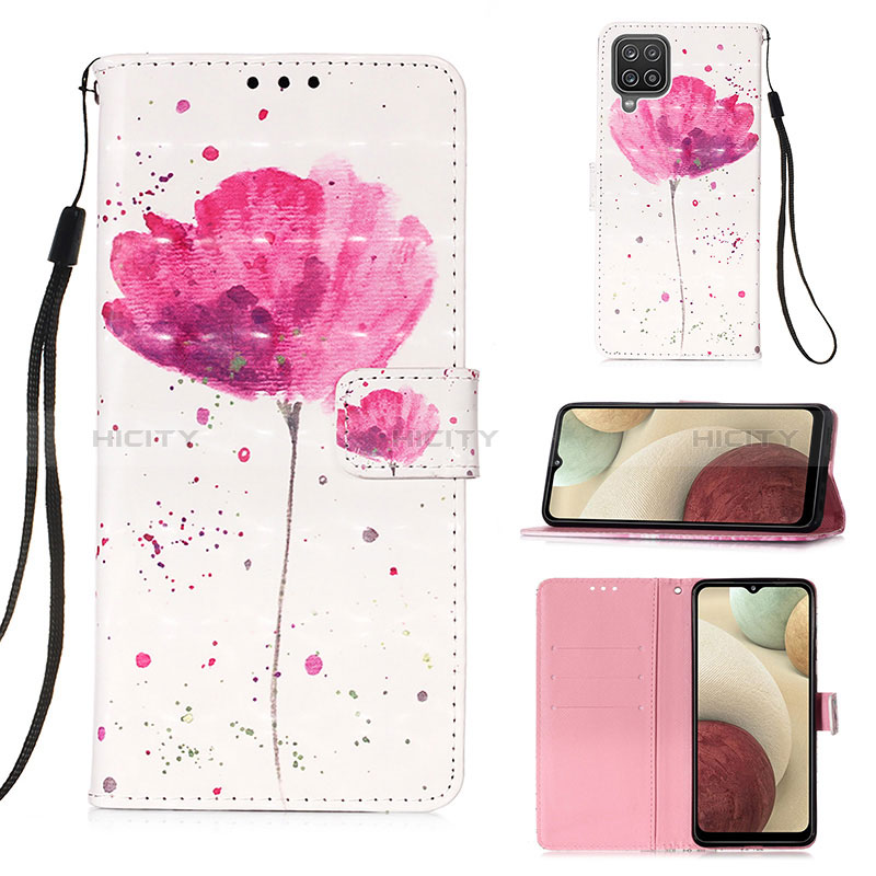 Handytasche Stand Schutzhülle Flip Leder Hülle Modisch Muster Y03B für Samsung Galaxy A12 Nacho Rosa