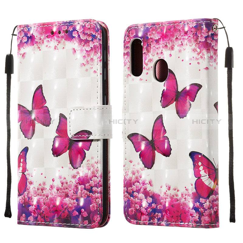 Handytasche Stand Schutzhülle Flip Leder Hülle Modisch Muster Y03B für Samsung Galaxy A20e Pink