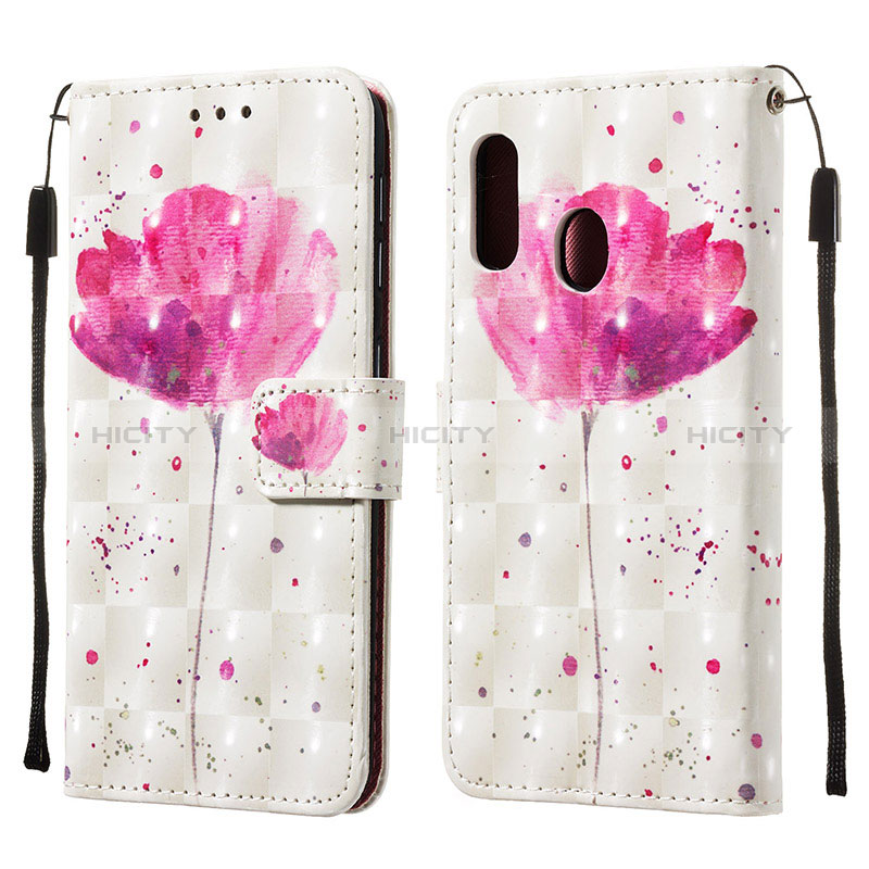 Handytasche Stand Schutzhülle Flip Leder Hülle Modisch Muster Y03B für Samsung Galaxy A20e Rosa