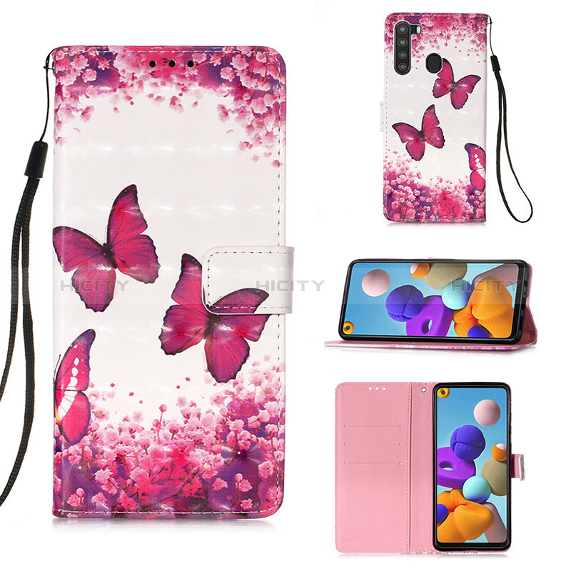 Handytasche Stand Schutzhülle Flip Leder Hülle Modisch Muster Y03B für Samsung Galaxy A21 Pink