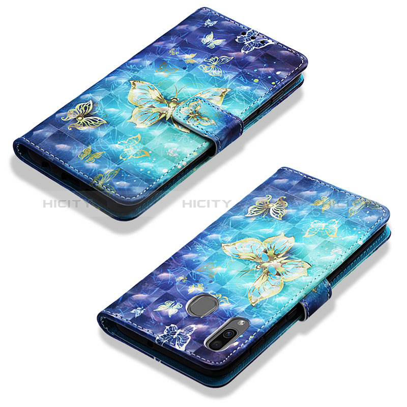 Handytasche Stand Schutzhülle Flip Leder Hülle Modisch Muster Y03B für Samsung Galaxy A30 Hellblau