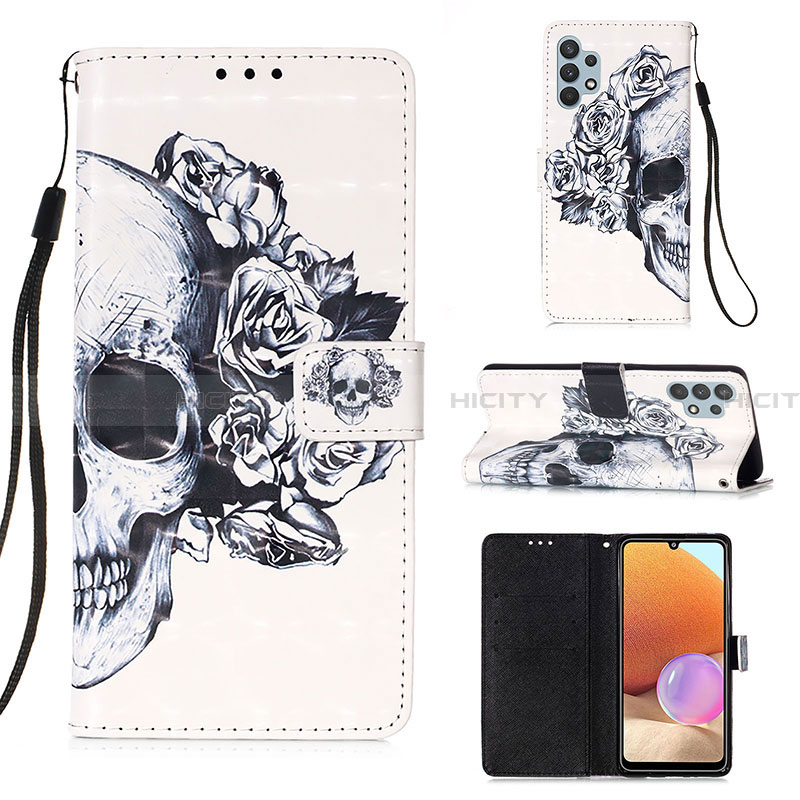 Handytasche Stand Schutzhülle Flip Leder Hülle Modisch Muster Y03B für Samsung Galaxy A32 4G groß