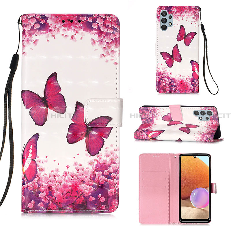 Handytasche Stand Schutzhülle Flip Leder Hülle Modisch Muster Y03B für Samsung Galaxy A32 4G Pink