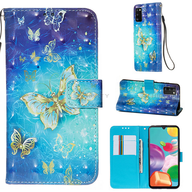 Handytasche Stand Schutzhülle Flip Leder Hülle Modisch Muster Y03B für Samsung Galaxy A41 Hellblau