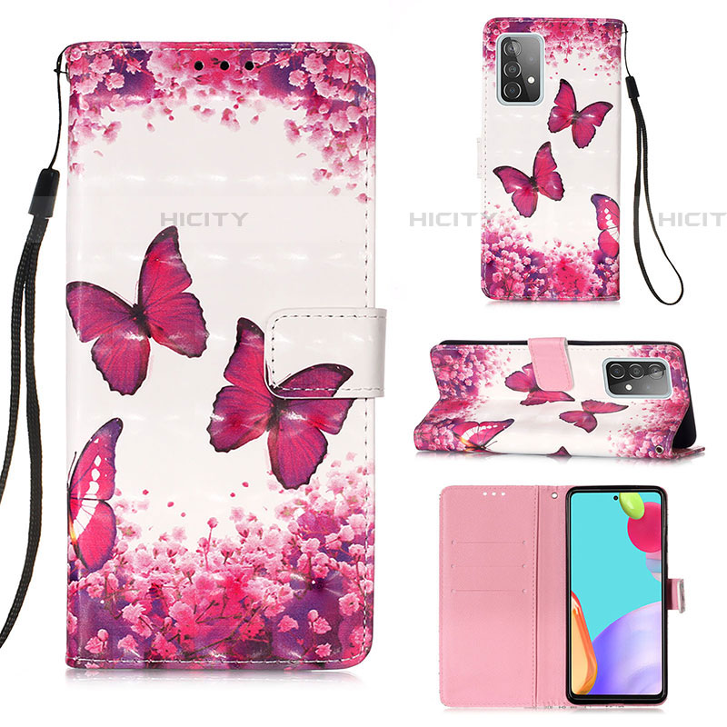 Handytasche Stand Schutzhülle Flip Leder Hülle Modisch Muster Y03B für Samsung Galaxy A52 4G Pink Plus