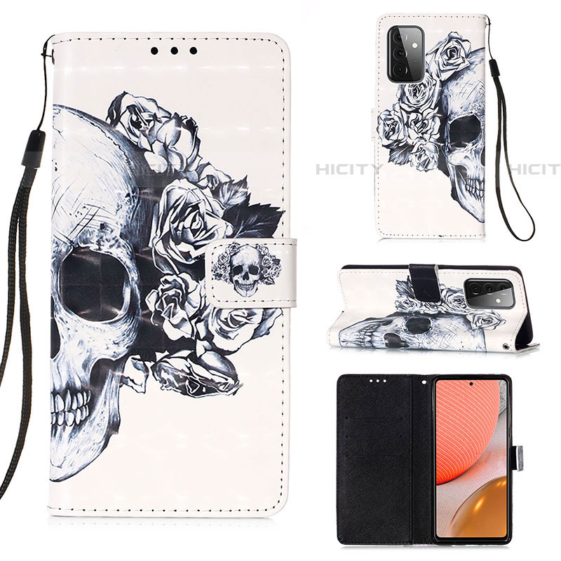 Handytasche Stand Schutzhülle Flip Leder Hülle Modisch Muster Y03B für Samsung Galaxy A72 4G groß