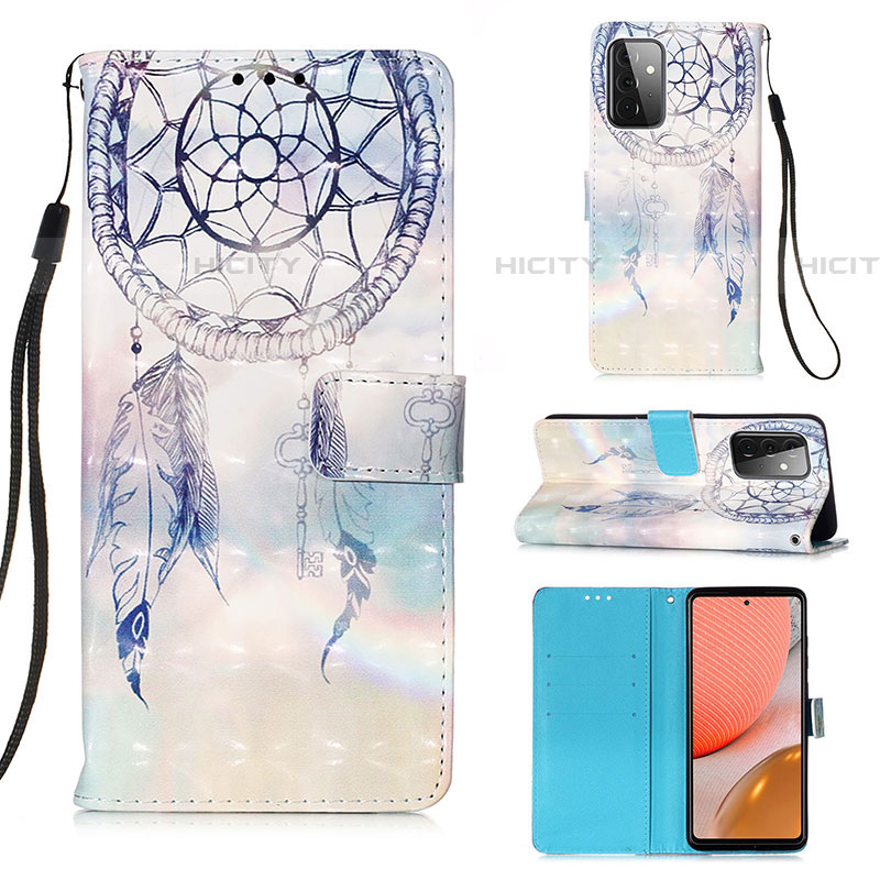 Handytasche Stand Schutzhülle Flip Leder Hülle Modisch Muster Y03B für Samsung Galaxy A72 4G Hellblau