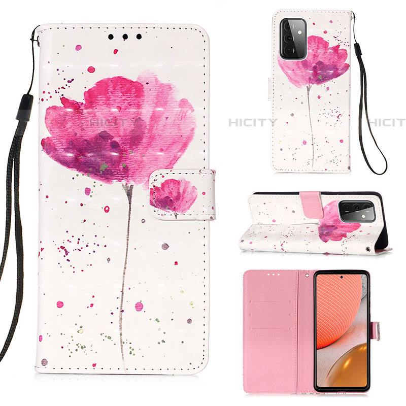 Handytasche Stand Schutzhülle Flip Leder Hülle Modisch Muster Y03B für Samsung Galaxy A72 5G Rosa Plus