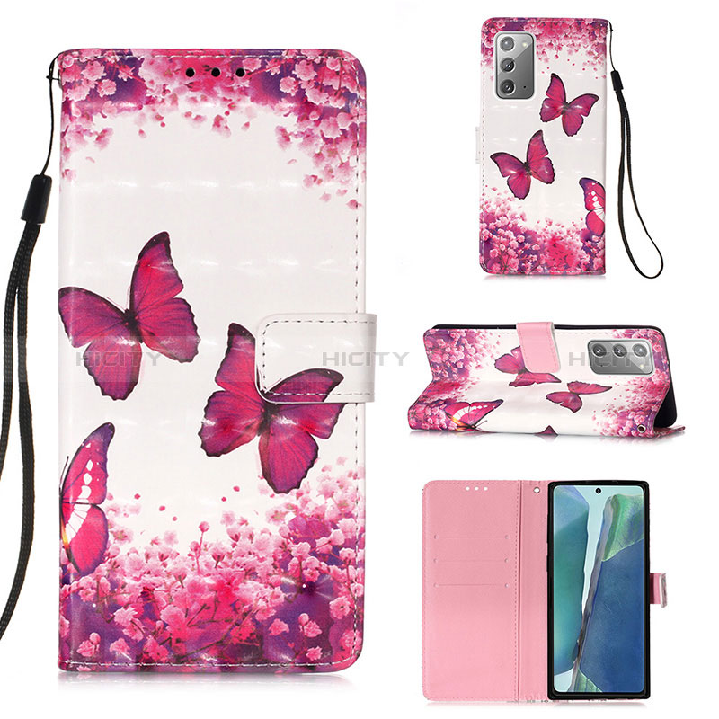 Handytasche Stand Schutzhülle Flip Leder Hülle Modisch Muster Y03B für Samsung Galaxy Note 20 5G Pink Plus