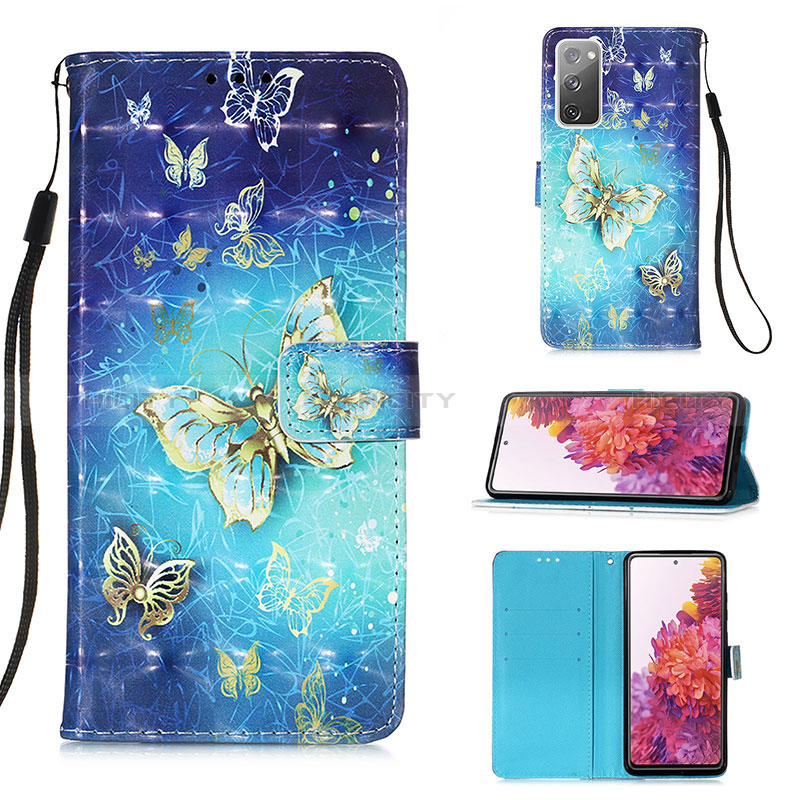 Handytasche Stand Schutzhülle Flip Leder Hülle Modisch Muster Y03B für Samsung Galaxy S20 FE 5G Hellblau Plus