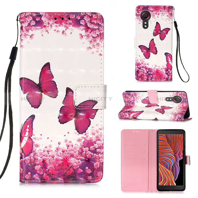 Handytasche Stand Schutzhülle Flip Leder Hülle Modisch Muster Y03B für Samsung Galaxy XCover 5 SM-G525F Pink