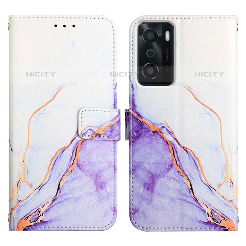 Handytasche Stand Schutzhülle Flip Leder Hülle Modisch Muster Y04B für Oppo A55S 5G Violett