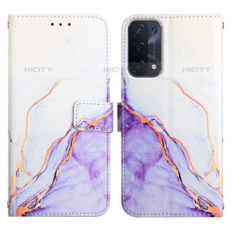 Handytasche Stand Schutzhülle Flip Leder Hülle Modisch Muster Y04B für Oppo A93 5G Violett